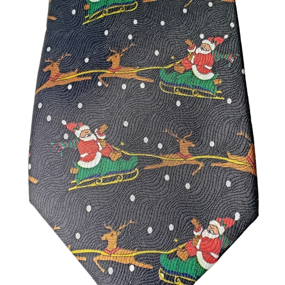 Mens Christmas Neck Tie Santa Reindeer Ferrarius - Picture 2 of 3